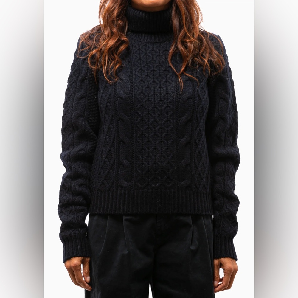 Nili Lotan Black Cable Knit Scoopneck Sweater